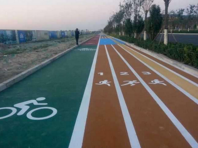 福建彩色路面_陶瓷顆粒路面_綠道自行車道做彩色路面